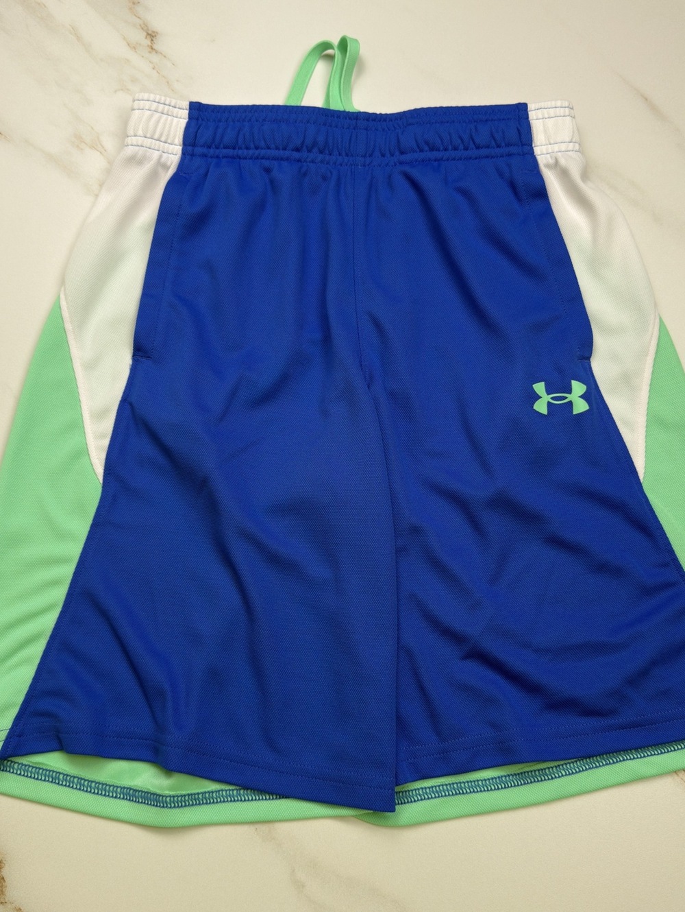 Under Armour Blue Green Shorts - Boys Large